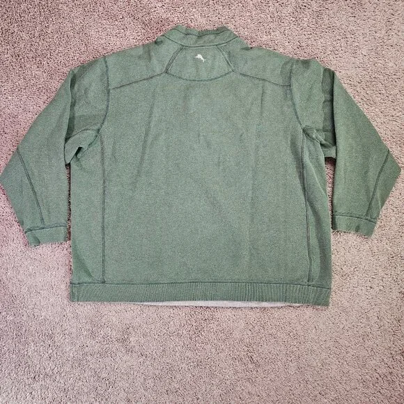 READ Tommy Bahamas Reversible Sweatshirt Mens XL Green 1/4 Zip Pullover Sweater - Picture 2 of 7